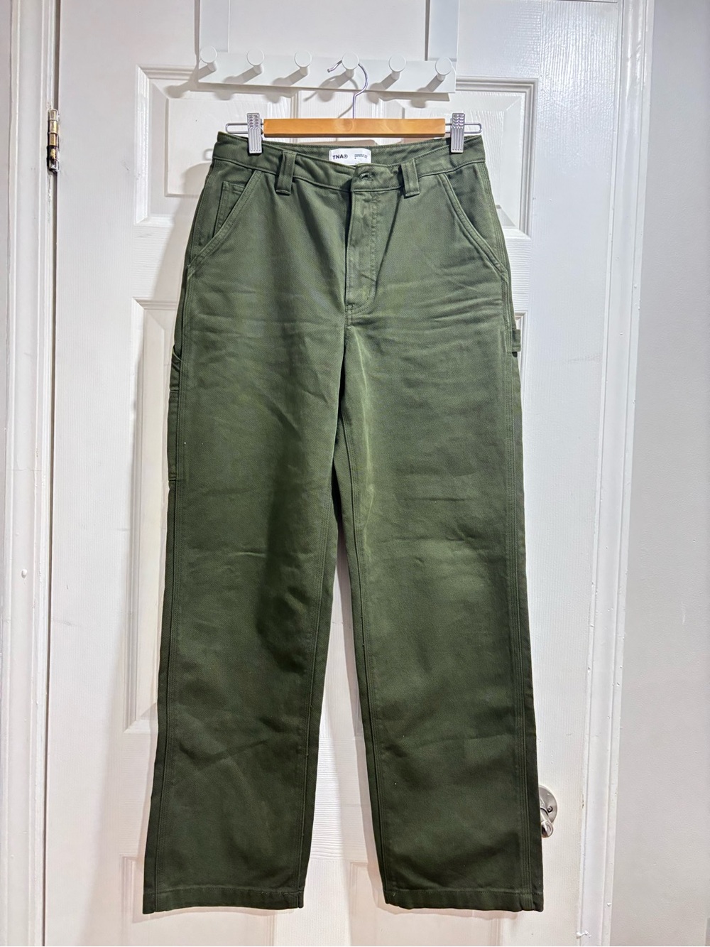 Aritzia TNA Straight-Leg Olive Green Women's Carpenter Work Pants size 4